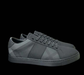 Burberry Leather and Cotton Check Sneaker Black
