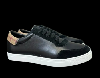 Burberry Leather and Cotton Check Sneaker Black